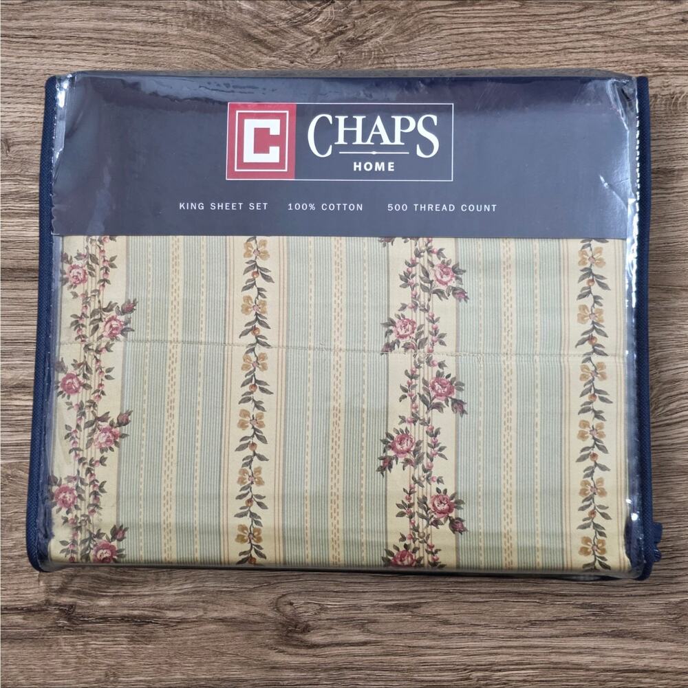 CHAPS Home Welbourne King Sheet Set | Floral Stripe | 500TC | 100% Cotton |